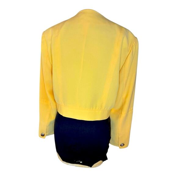 Vtg 90s Bold Shoulder Yellow Cropped Blazer Womens Small Office Statement - Picture 6 of 7